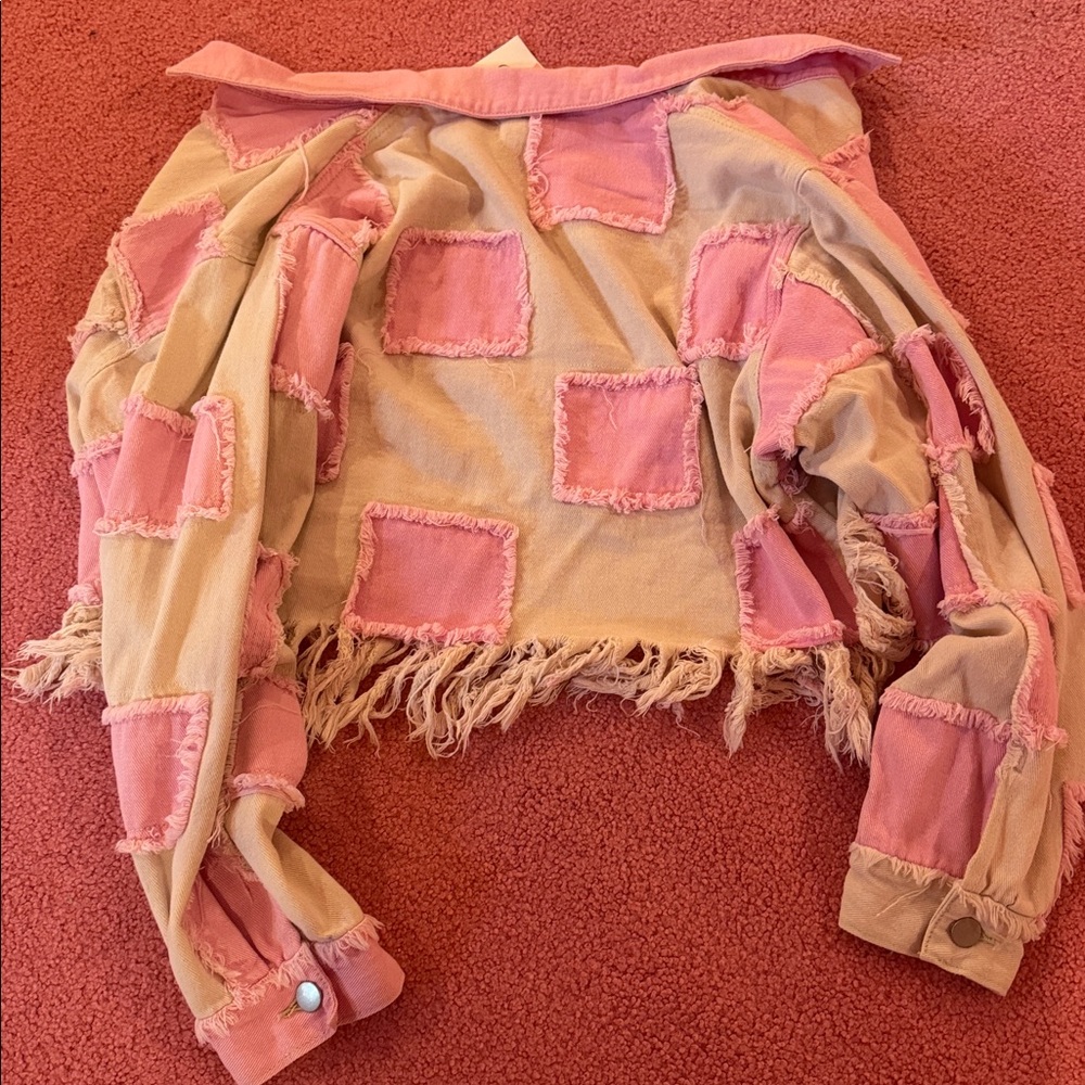 Pink and Tan Fringe Jacket - Picture 4 of 4